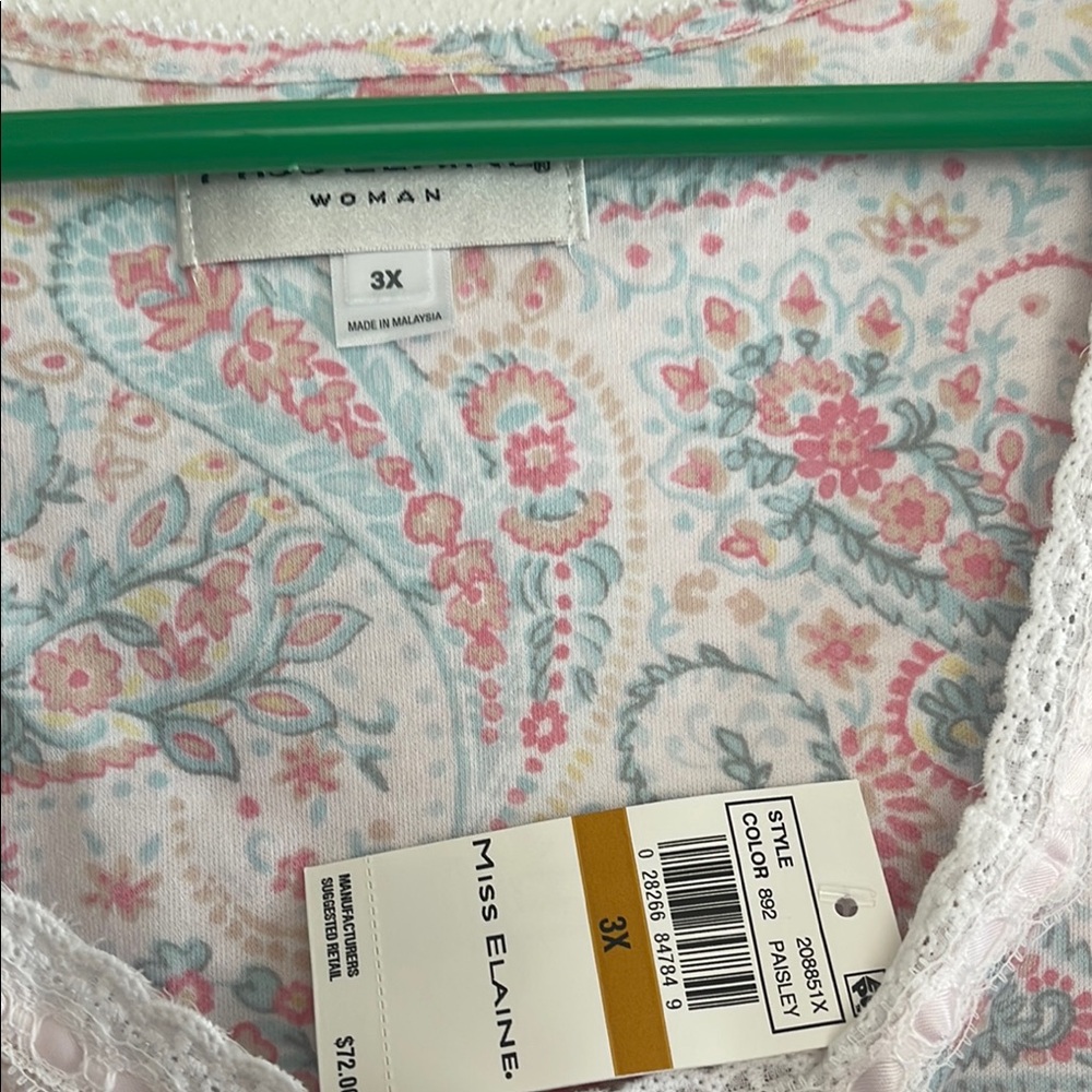 Miss Elaine Women's Paisley Nightgown - Pink and Blue - Picture 5 of 10